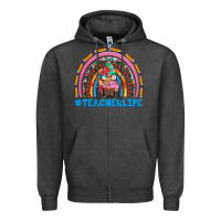 Charcoal Heather teacherlife and teacher gnome rainbow Zipper Hoodie - Artiststas