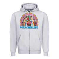 Heather Grey teacherlife and teacher gnome rainbow Zipper Hoodie - Artiststas