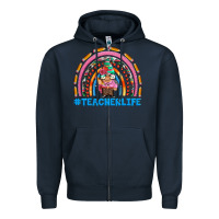 Navy teacherlife and teacher gnome rainbow Zipper Hoodie - Artiststas