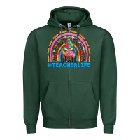 Sports Green teacherlife and teacher gnome rainbow Zipper Hoodie - Artiststas