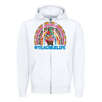 White teacherlife and teacher gnome rainbow Zipper Hoodie - Artiststas