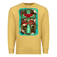 Antique Gold cross faith background Premium Sweatshirt - BarkalooDesign