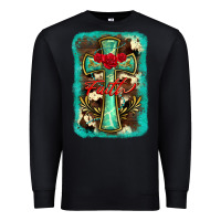 Black cross faith background Premium Sweatshirt - BarkalooDesign