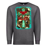 Charcoal Heather cross faith background Premium Sweatshirt - BarkalooDesign