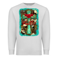 Dove Grey cross faith background Premium Sweatshirt - BarkalooDesign