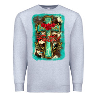 Heather Grey cross faith background Premium Sweatshirt - BarkalooDesign