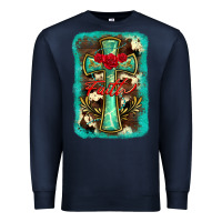 Navy cross faith background Premium Sweatshirt - BarkalooDesign