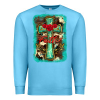 Ocean Blue cross faith background Premium Sweatshirt - BarkalooDesign