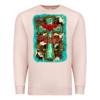 Pale Pink cross faith background Premium Sweatshirt - BarkalooDesign