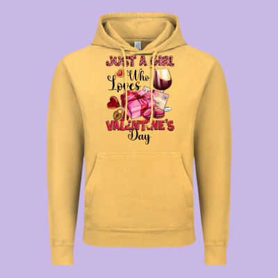Just A Girl Who Loves Valentine's Day Vintage Hoodie Designed By Oliviacreatesart