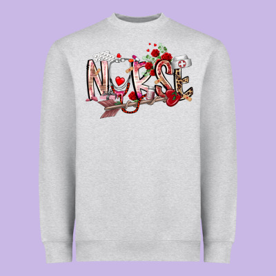 Nurse Valentines Day Heavyweight Sweatshirt Designed By Racoondesign
