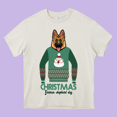 German Shepherd Dog Christmas Heavy Core Tee Designed By Bettercallsaul