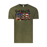 Vintage Olive god bless the usa Vintage Tee - CowGirlArtShop