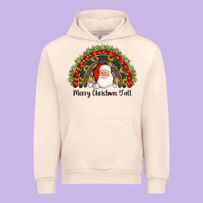 Merry Christmas Y'all Santa Rainbow Urban Hoodie Designed By Adodesignshop