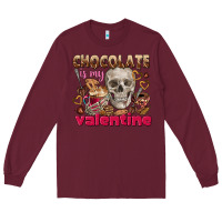 Burgundy Skull chocolate is my Valentine Long Sleeve Tee - FaDigitalArtStudio