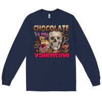 Navy Skull chocolate is my Valentine Long Sleeve Tee - FaDigitalArtStudio
