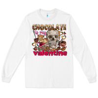 White Skull chocolate is my Valentine Long Sleeve Tee - FaDigitalArtStudio
