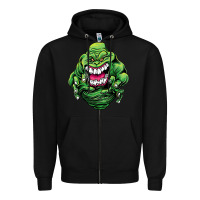 Black halloween green slimer ghost Zipper Hoodie - longCreatives