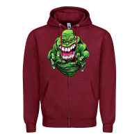 Burgundy halloween green slimer ghost Zipper Hoodie - longCreatives
