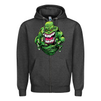 Charcoal Heather halloween green slimer ghost Zipper Hoodie - longCreatives