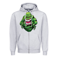 Heather Grey halloween green slimer ghost Zipper Hoodie - longCreatives