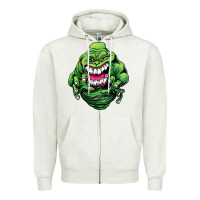 Oatmeal Heather halloween green slimer ghost Zipper Hoodie - longCreatives