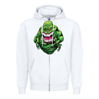 White halloween green slimer ghost Zipper Hoodie - longCreatives