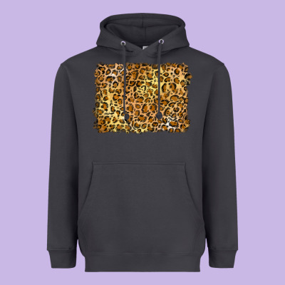 Handdrawn Leopard Pattern Yellow Heavyweight Hoodie Designed By Barkaloodesign