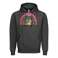 Teacher Pen Apple Books Rainbow Zipper Hoodie | Teevron