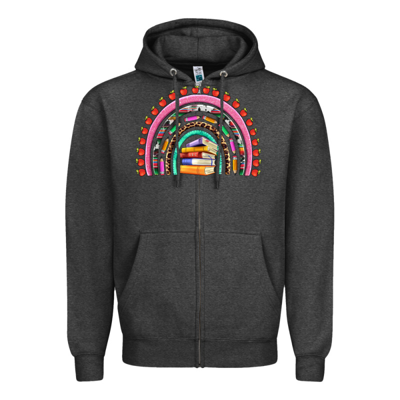 Teacher Pen Apple Books Rainbow Zipper Hoodie by Artiststas | Teevron
