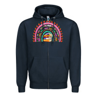 Navy teacher pen apple books rainbow Zipper Hoodie - Artiststas