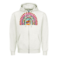 Oatmeal Heather teacher pen apple books rainbow Zipper Hoodie - Artiststas