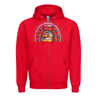 Red teacher pen apple books rainbow Zipper Hoodie - Artiststas