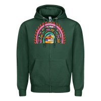 Sports Green teacher pen apple books rainbow Zipper Hoodie - Artiststas