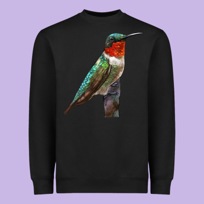 Ruby Throated Hummingbird Bird Heavyweight Sweatshirt Designed By Lillyallendesigns