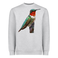Heather Grey Ruby Throated Hummingbird Bird Heavyweight Sweatshirt - LillyAllenDesigns
