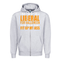 Heather Grey i was going to be a liberal for halloween but my head Zipper Hoodie - longCreatives