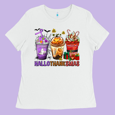 Hallothanksmas Coffee Cups Ladies Tee Designed By Texasbilliewilder