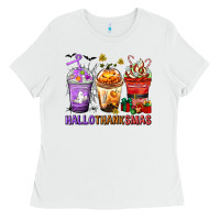 White hallothanksmas coffee cups Ladies Tee - texasbilliewilder