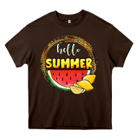Chocolate Brown hello summer watermelon Heavy Core Tee - JahusDesignShop