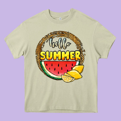 Hello Summer Watermelon Heavy Core Tee Designed By Jahusdesignshop