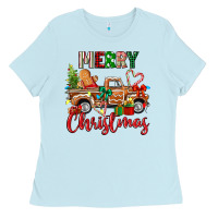 Baby Blue merry christmas gingerbread truck Ladies Tee - texasbilliewilder
