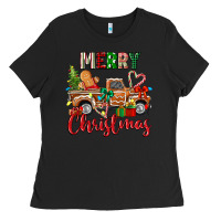 Black merry christmas gingerbread truck Ladies Tee - texasbilliewilder