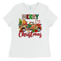 White merry christmas gingerbread truck Ladies Tee - texasbilliewilder