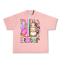 Salmon My first Easter Girl Easter Day Urban Heavy Tee - HowdyJamesFarm