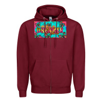 Burgundy dreamer with butterfly and tie dye  licance  plate Zipper Hoodie - Artiststas