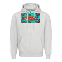 Dove Grey dreamer with butterfly and tie dye  licance  plate Zipper Hoodie - Artiststas