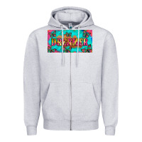 Heather Grey dreamer with butterfly and tie dye  licance  plate Zipper Hoodie - Artiststas