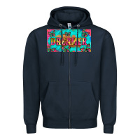 Navy dreamer with butterfly and tie dye  licance  plate Zipper Hoodie - Artiststas