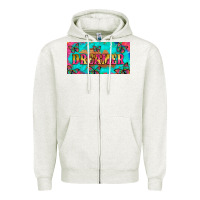 Oatmeal Heather dreamer with butterfly and tie dye  licance  plate Zipper Hoodie - Artiststas